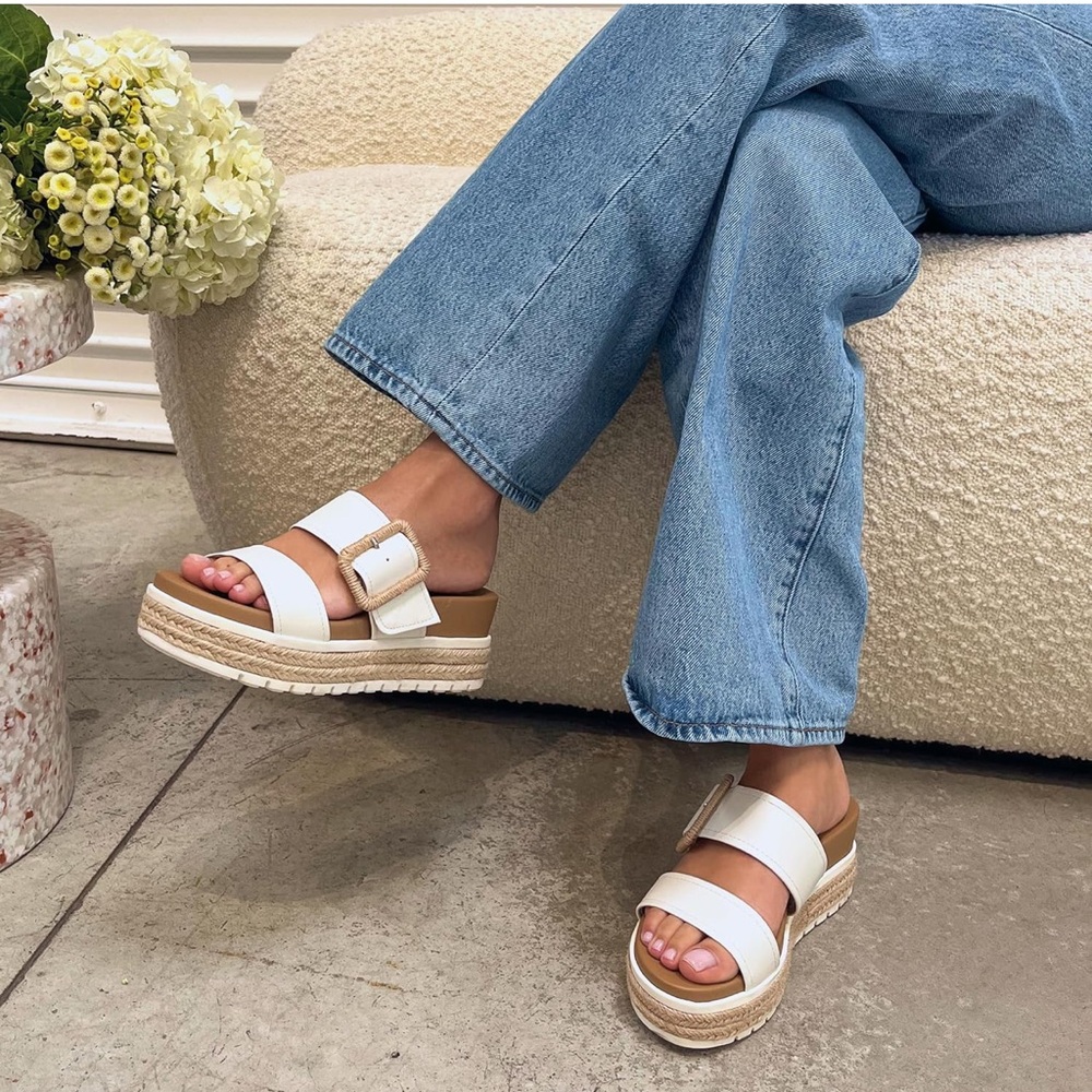 MIA White Double Strap Platform Slide Sandal - Picture 4 of 11